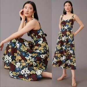 Anthropologie Maeve Marigold Floral Midi Dress